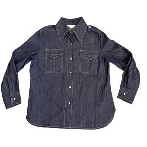 Vintage K Mart Chambray Shirt Sz 38 Blue Denim Long Sleeve Snap Up 70s‎ 80s